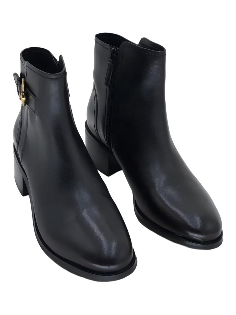 Cole Haan Hanover Buckle Bootie 1.18 Block Heel Almond Toe Black EU 40 US 9.5M